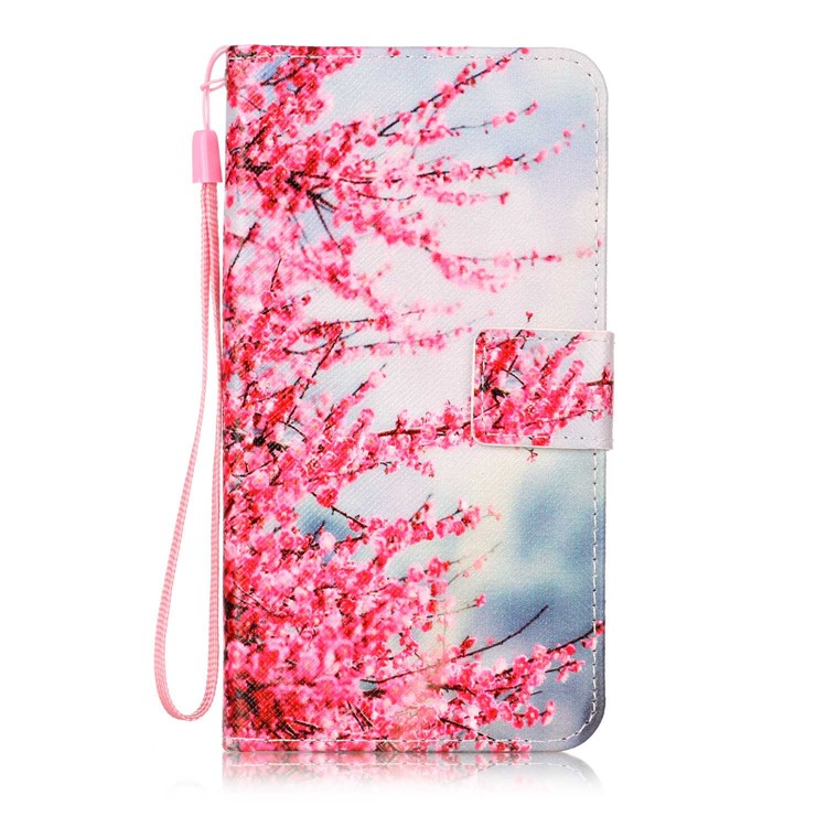 Cross Texture Patterned PU Leather Wallet Stand Mobile Phone Cover with Strap for LG Stylus 3 - Flower Pattern-1