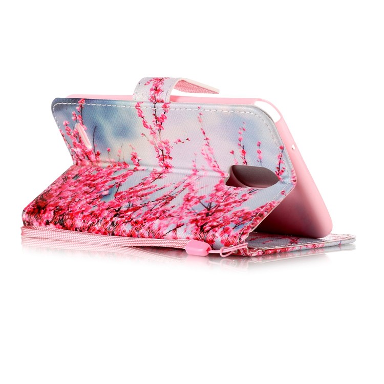 Cross Texture Patterned PU Leather Wallet Stand Mobile Phone Cover with Strap for LG Stylus 3 - Flower Pattern-4
