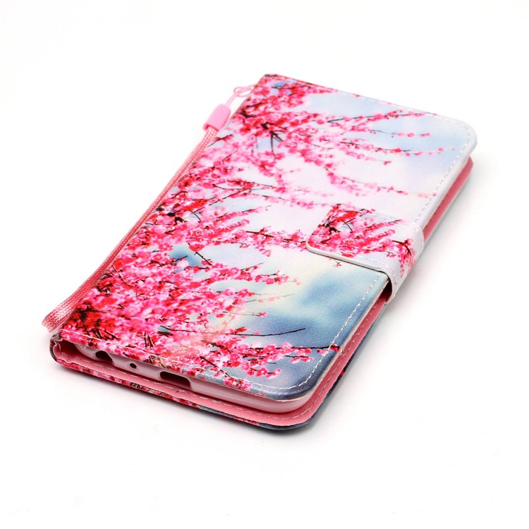 Cross Texture Patterned PU Leather Wallet Stand Mobile Phone Cover with Strap for LG Stylus 3 - Flower Pattern-5