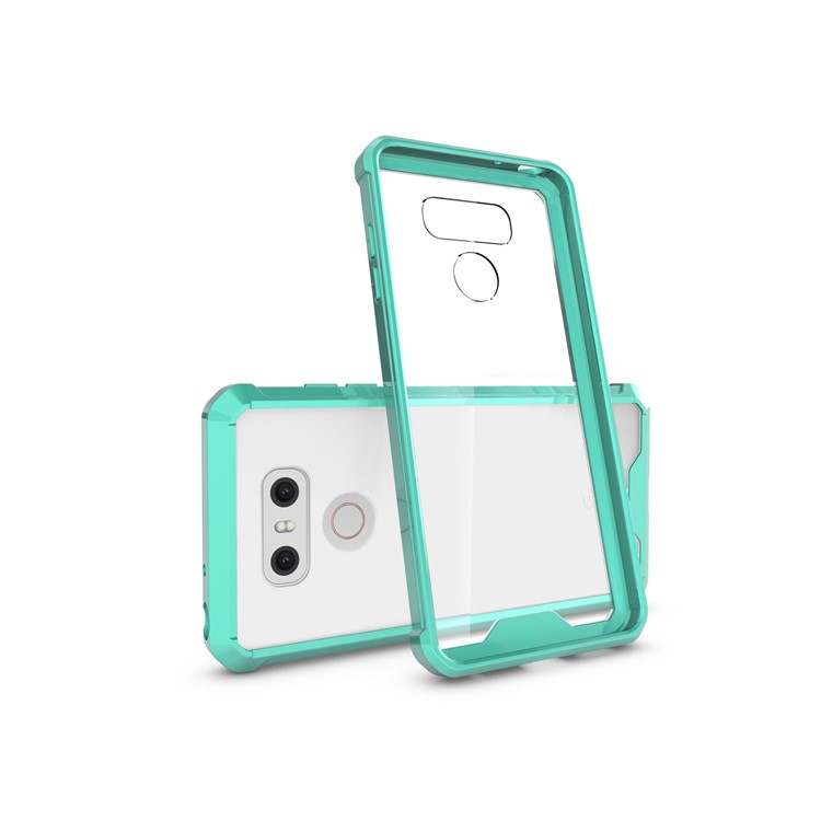 TPU + Transparent Acrylic Cell Phone Case for LG G6 - Cyan-2