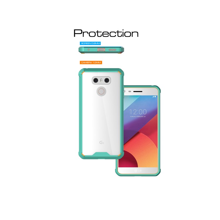 TPU + Transparent Acrylic Cell Phone Case for LG G6 - Cyan-3