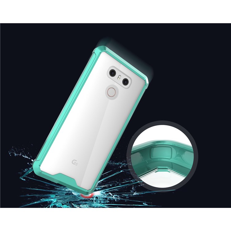 TPU + Transparent Acrylic Cell Phone Case for LG G6 - Cyan-4
