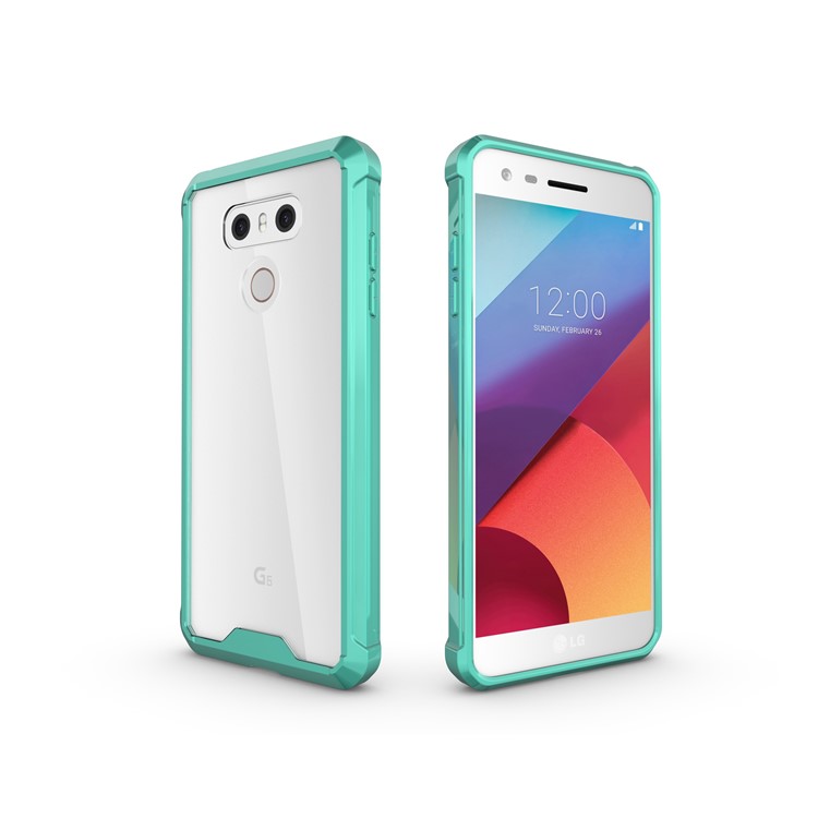 TPU + Transparent Acrylic Cell Phone Case for LG G6 - Cyan-8