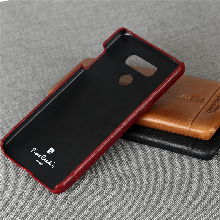 PIERRE CARDIN PCL-P03 Stitched Genuine Leather Coated Hard PC Case for LG G6 - Black-10