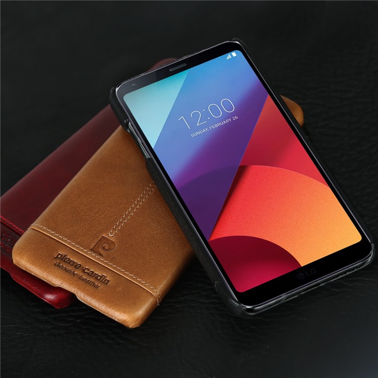 PIERRE CARDIN PCL-P03 Stitched Genuine Leather Coated Hard PC Case for LG G6 - Black-11