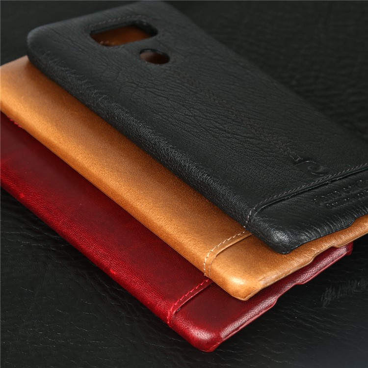 PIERRE CARDIN PCL-P03 Stitched Genuine Leather Coated Hard PC Case for LG G6 - Black-12