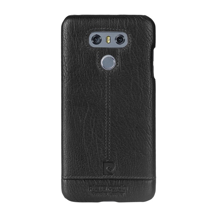 PIERRE CARDIN PCL-P03 Stitched Genuine Leather Coated Hard PC Case for LG G6 - Black-2