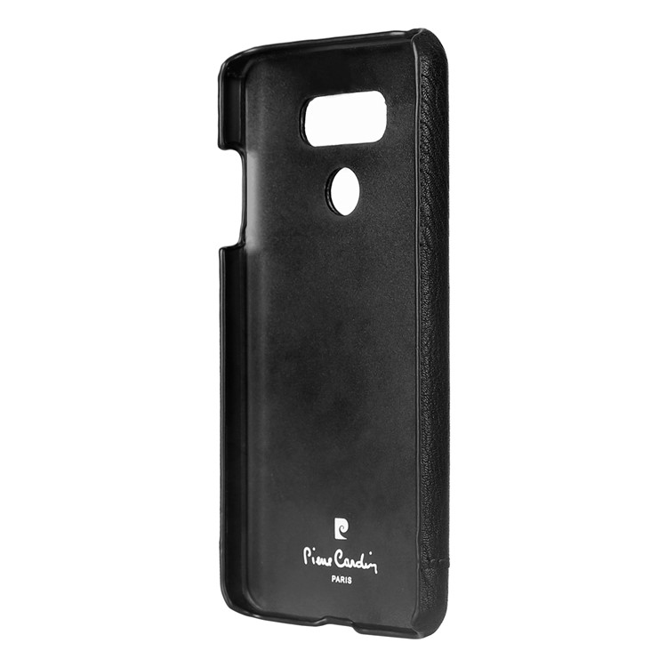 PIERRE CARDIN PCL-P03 Stitched Genuine Leather Coated Hard PC Case for LG G6 - Black-4