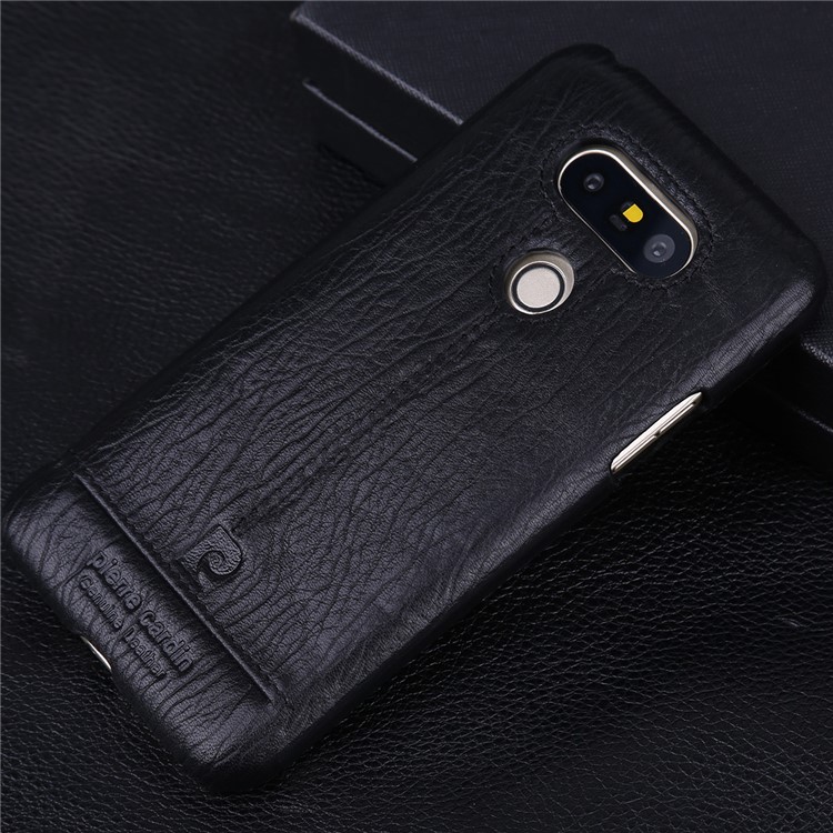 PIERRE CARDIN PCL-P03 Stitched Genuine Leather Coated Hard PC Case for LG G6 - Black-5
