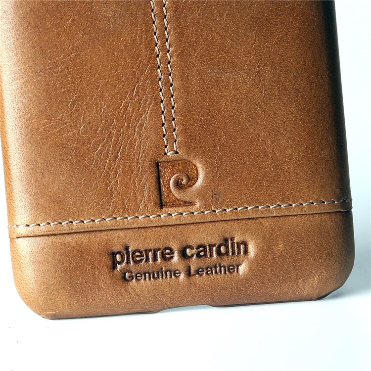 PIERRE CARDIN PCL-P03 Stitched Genuine Leather Coated Hard PC Cover for LG G6 - Brown-7