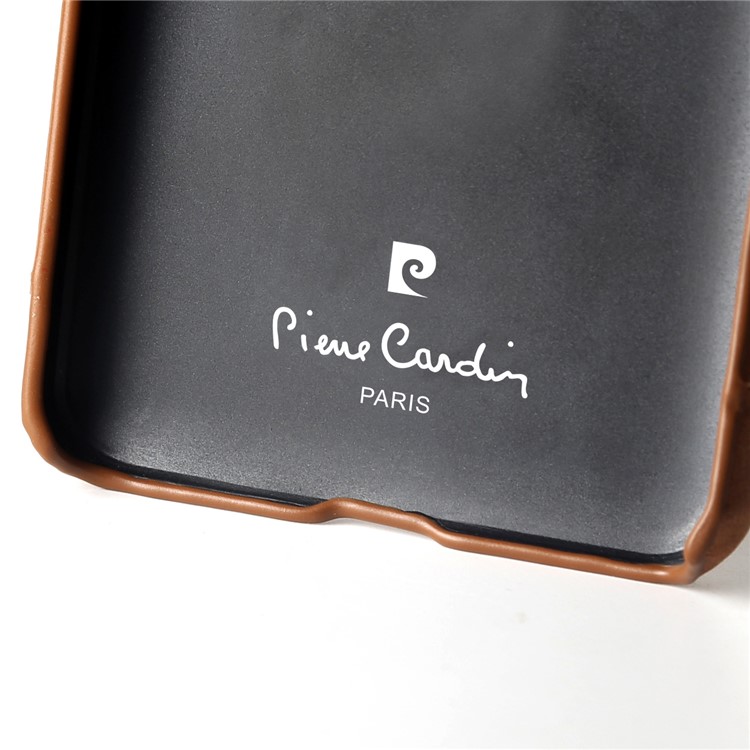 PIERRE CARDIN PCL-P03 Stitched Genuine Leather Coated Hard PC Cover for LG G6 - Brown-8