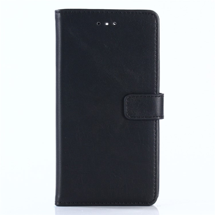 Custodia per telefono cellulare con supporto per cuoio pazzo cavallo per LG K10(2017) - Nero-1