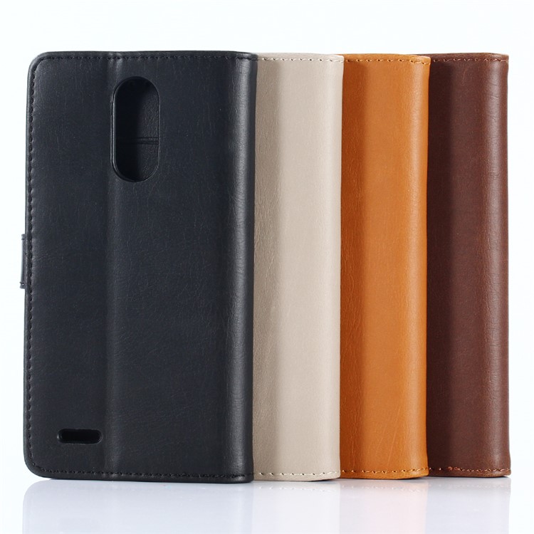 Custodia per telefono cellulare con supporto per cuoio pazzo cavallo per LG K10(2017) - Nero-6