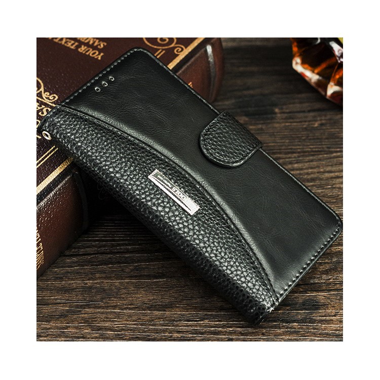 Splicing PU Leather Protection Card Slots Stand Case for LG G6 - Black-1