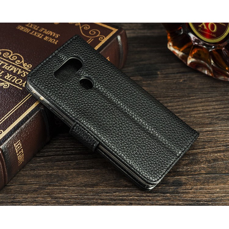 Splicing PU Leather Protection Card Slots Stand Case for LG G6 - Black-2