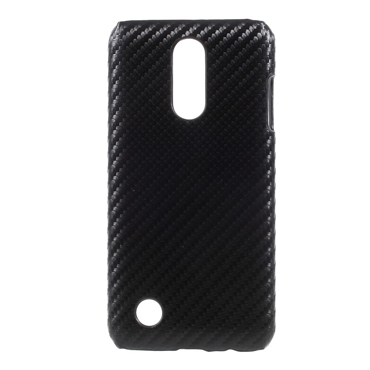 Leather Coated Plastic Phone Casing Shell for LG K4 (2017) - Carbon Fiber Texture / Black-1