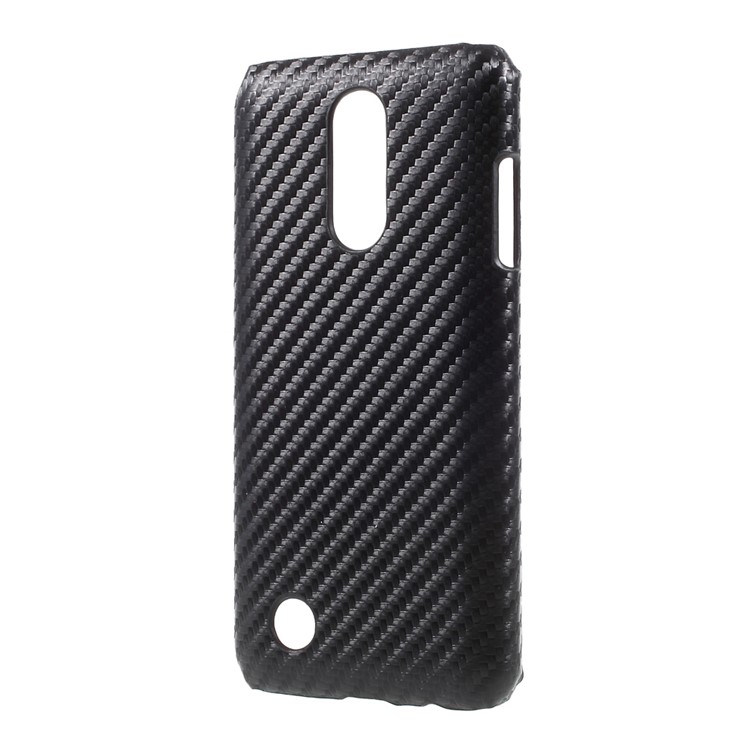 Leather Coated Plastic Phone Casing Shell for LG K4 (2017) - Carbon Fiber Texture / Black-2