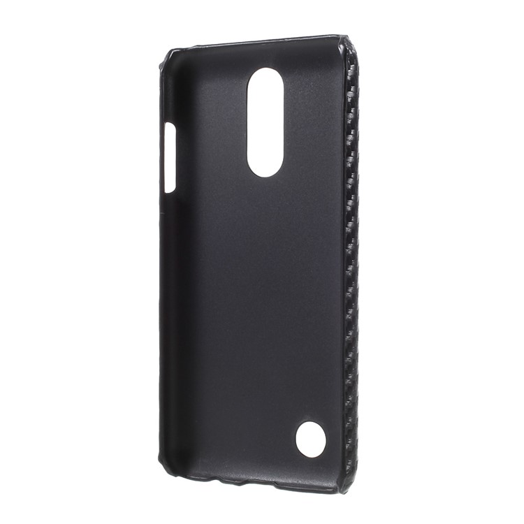 Leather Coated Plastic Phone Casing Shell for LG K4 (2017) - Carbon Fiber Texture / Black-3