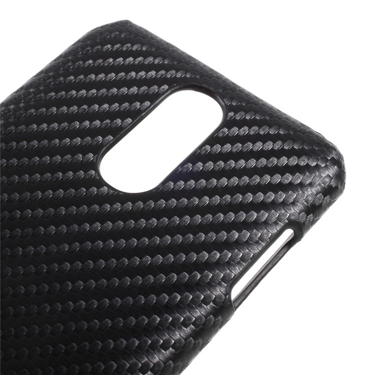 Leather Coated Plastic Phone Casing Shell for LG K4 (2017) - Carbon Fiber Texture / Black-4