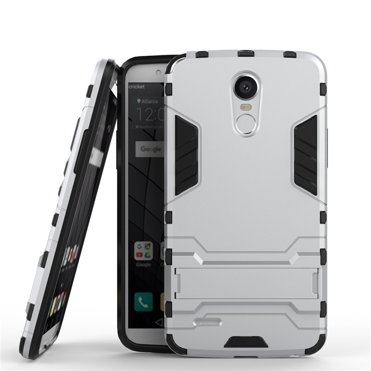 For LG Stylus 3 Cool Guard Plastic TPU Back Cover with Kickstand - White-1