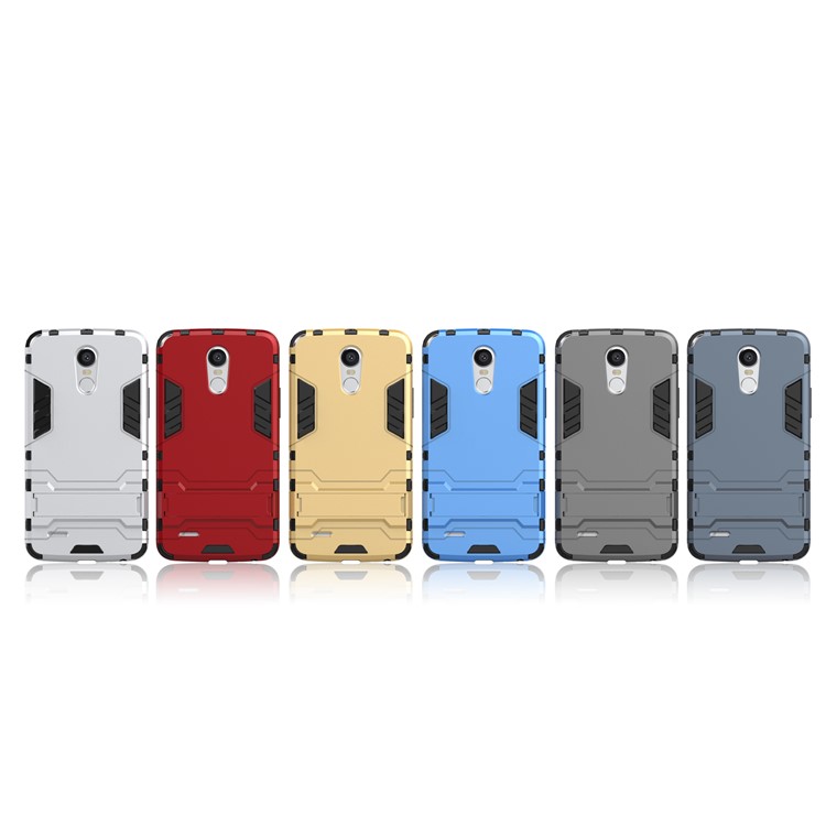 For LG Stylus 3 Cool Guard Plastic TPU Back Cover with Kickstand - White-3