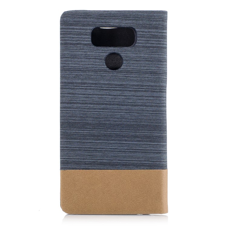 For LG G6 Canvas Stand Leather Card Holder Cellphone Casing - Dark Grey-2