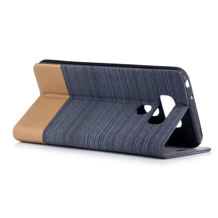 For LG G6 Canvas Stand Leather Card Holder Cellphone Casing - Dark Grey-3