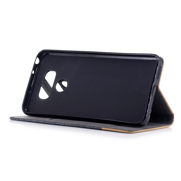 For LG G6 Canvas Stand Leather Card Holder Cellphone Casing - Dark Grey-4