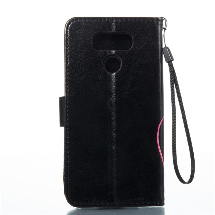 Imprint Colored Butterfly and Flower Leather Case for LG G6 - Black-8