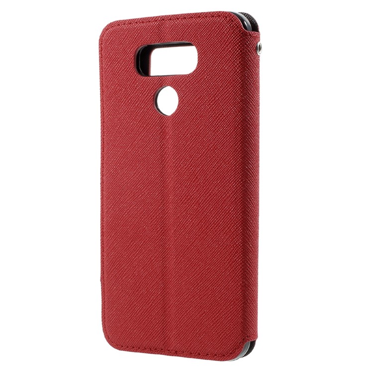 ROAR KOREA View Window Leather Case with Card Slot for LG G6 - Red-2