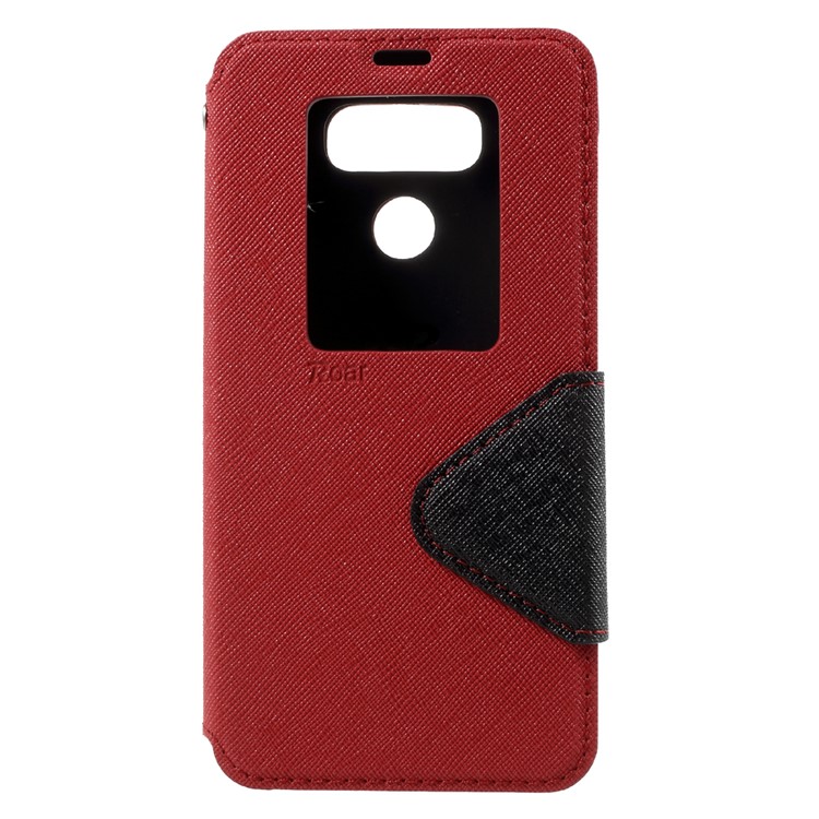 ROAR KOREA View Window Leather Case with Card Slot for LG G6 - Red-3