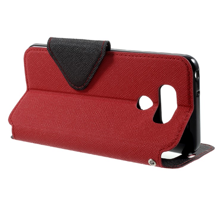 ROAR KOREA View Window Leather Case with Card Slot for LG G6 - Red-4