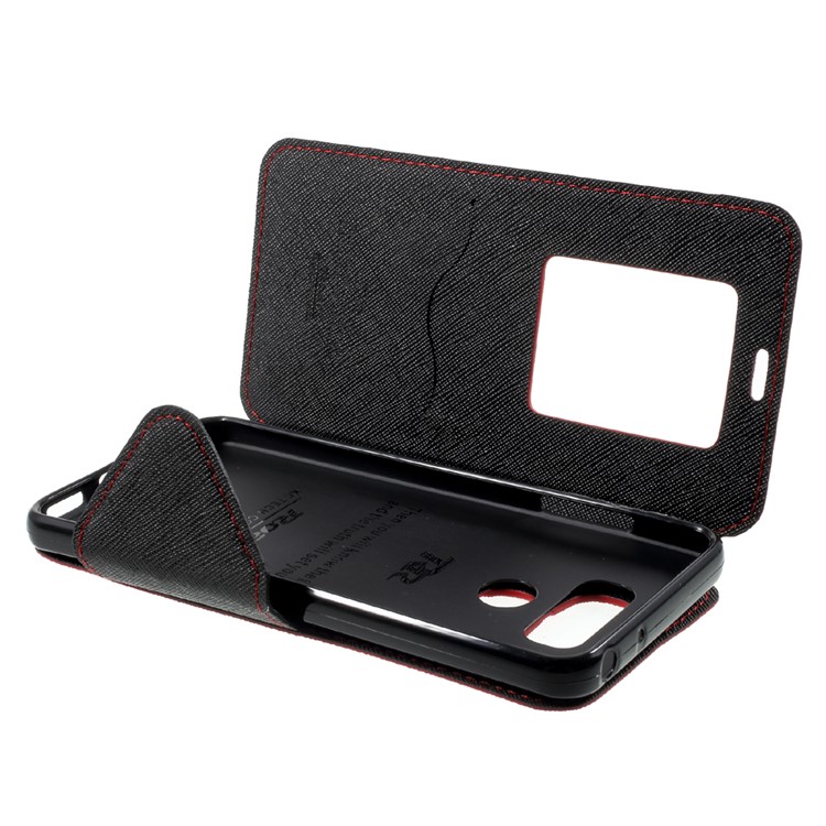 ROAR KOREA View Window Leather Case with Card Slot for LG G6 - Red-5