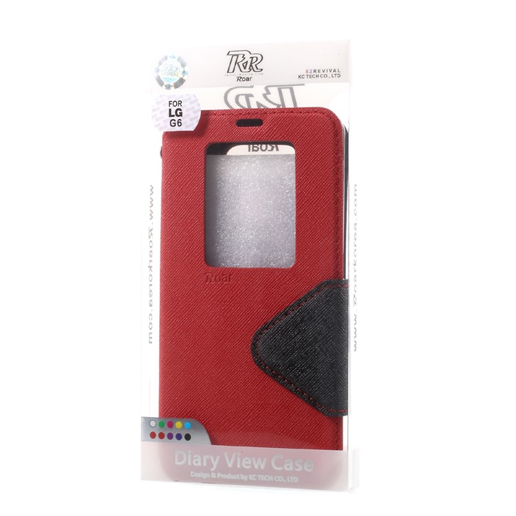 ROAR KOREA View Window Leather Case with Card Slot for LG G6 - Red-7