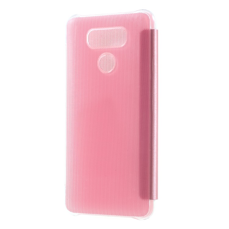 Auto-wake/sleep Smart Leather Flip Case for LG G6 - Pink-2