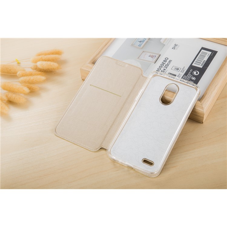 VILI DMX Leather Card Holder Phone Cover with Stand for LG Stylus 3 - Beige-3