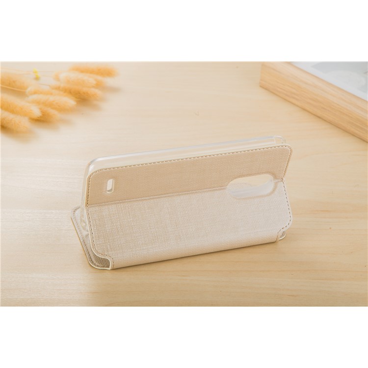 VILI DMX Leather Card Holder Phone Cover with Stand for LG Stylus 3 - Beige-4