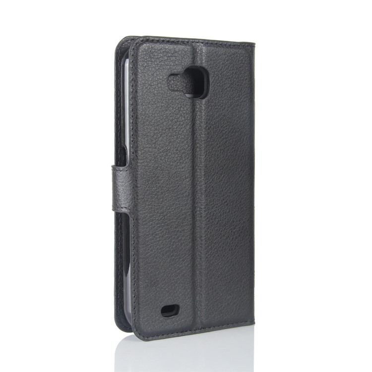 Litchi Skin PU Leather Wallet Stand Phone Case for LG X venture - Black-6