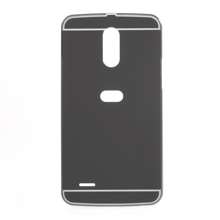 Slide-on Metal Frame + Mirror-like Plastic Plate Back Case for LG Stylus 3 - Black-2