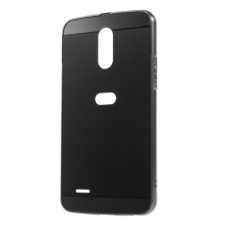 Slide-on Metal Bumper Brushed Plating Plastic Drop-proof Case for LG Stylus 3 - Black-2