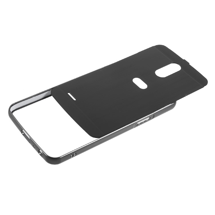Slide-on Metal Bumper Brushed Plating Plastic Drop-proof Case for LG Stylus 3 - Black-6