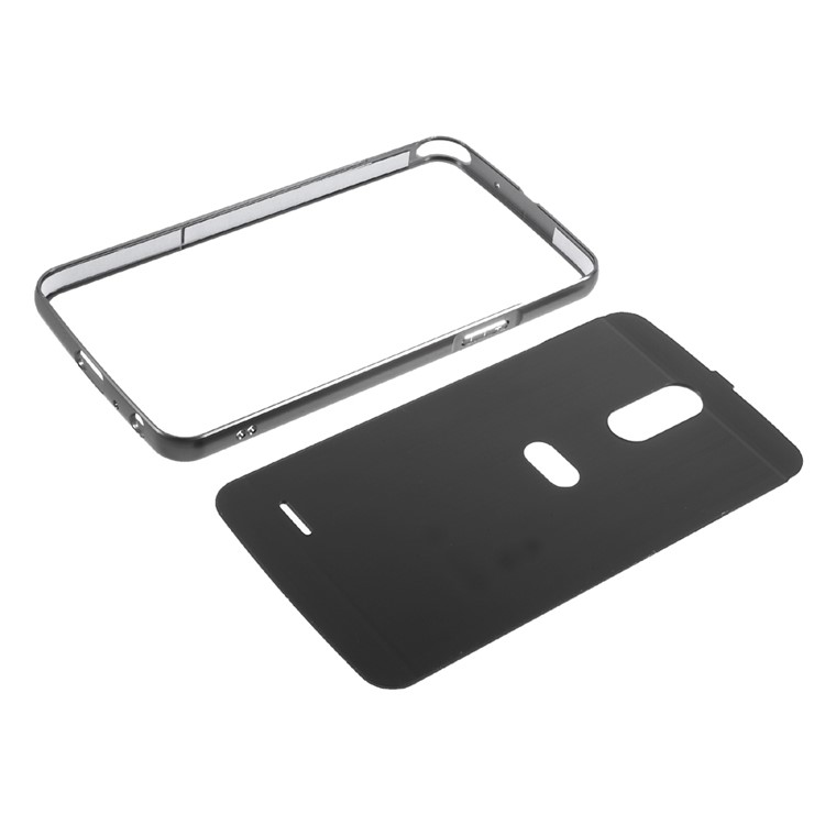 Slide-on Metal Bumper Brushed Plating Plastic Drop-proof Case for LG Stylus 3 - Black-7