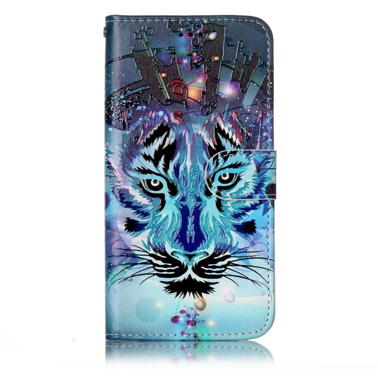 Pattern Printing Embossed Glossy Leather Protective Phone Case for LG G6 - Tiger-2