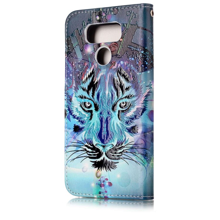 Pattern Printing Embossed Glossy Leather Protective Phone Case for LG G6 - Tiger-5