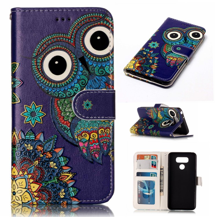 Pattern Printing Embossed Leather Protective Phone Shell for LG G6 - Owl-1