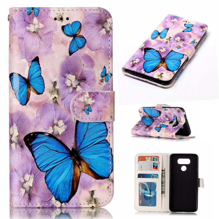Impresión de patrón en relieve de cuero Funda de teléfono de protección para LG G6 - Mariposa-1