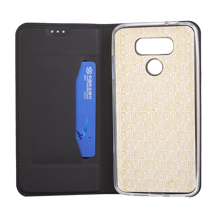Ultra-thin Stand Leather Cell Phone Casing for LG G6 - Black-3