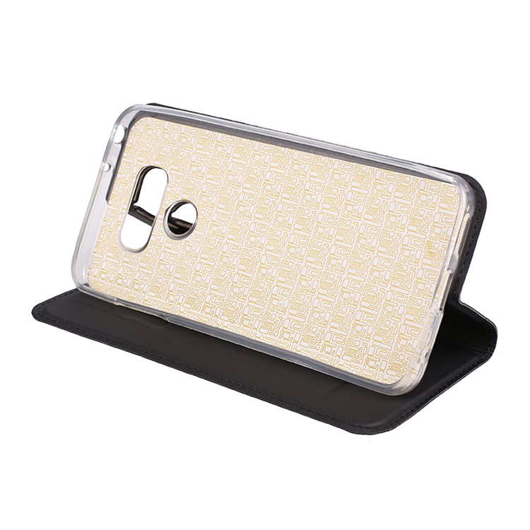 Ultra-thin Stand Leather Cell Phone Casing for LG G6 - Black-4
