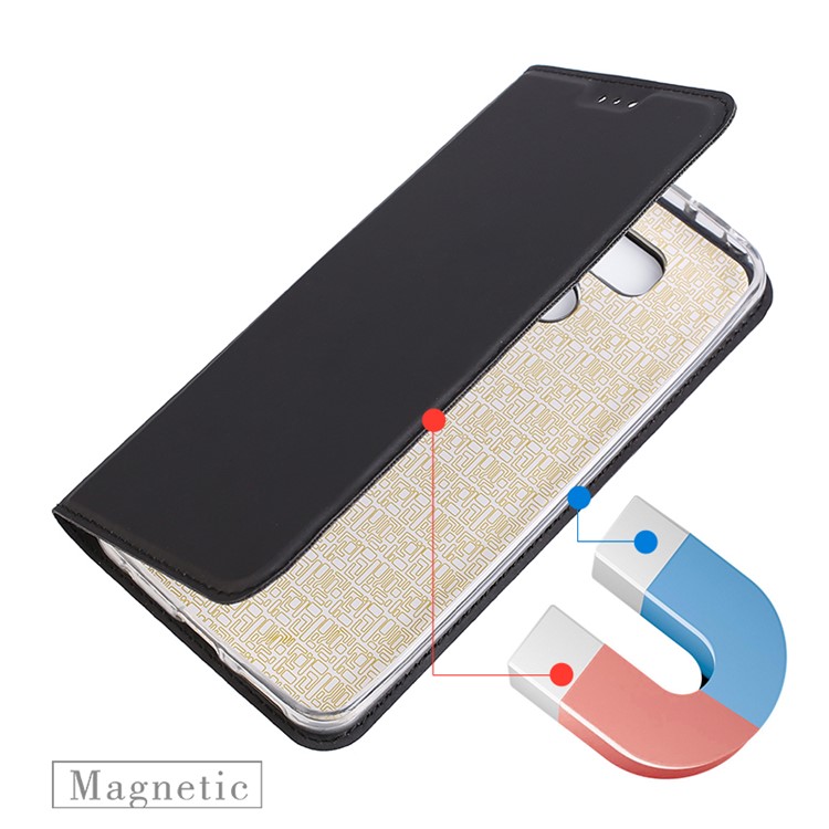 Ultra-thin Stand Leather Cell Phone Casing for LG G6 - Black-6