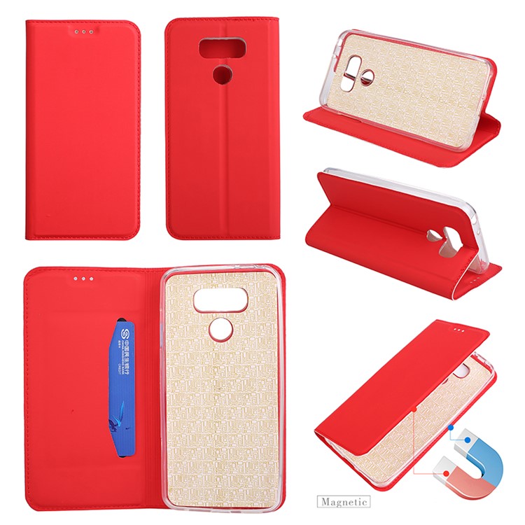 Ultra-thin Stand Leather Cell Phone Cover for LG G6 - Red-1